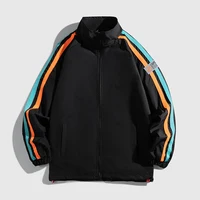 2022 Autumn New Men's Jackets Contrast Colors Striped Stand Collar Windbreaker Coat Stylish Streetwear Black White Tops Clothing