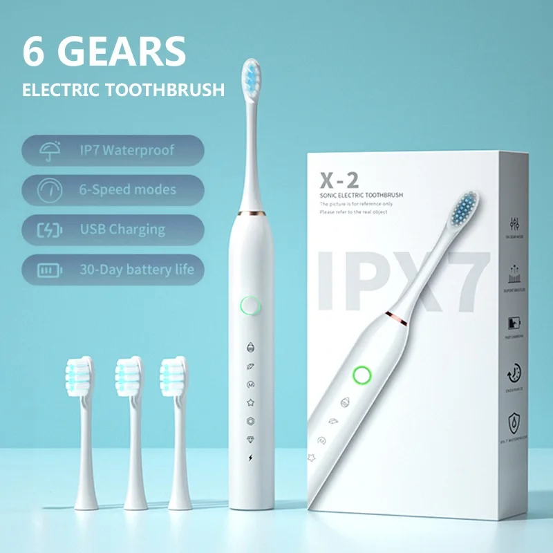 

Sonic Electric Toothbrush USB Rechargeable for Adults 6 Mode Smart Timer IPX7 Waterproof Ultrasonic Soft-bristle Toothbrush