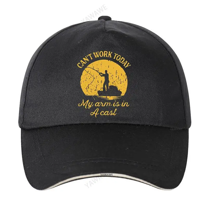 

Can't Work Today Arm Is In A Cast Funny Fathers Day Solid Sunhat Men Baseball Caps Fishing Fish Fisherman Funny Baseball Cap