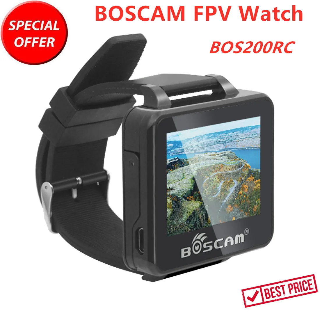 

Update BOSCAM BOS200RC FPV Watch 200RC 5.8GHz 48CH HD 960*240 2 inch TFT Monitor Wireless AV Receiver for FPV RC Quadcopter