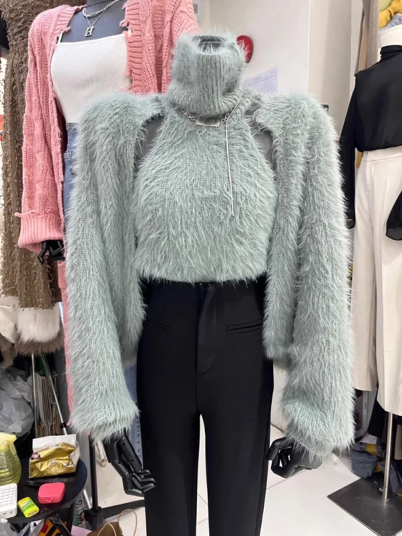 Норковые кашемировые майки Y2k кардиган женская жилетка майка с высоким