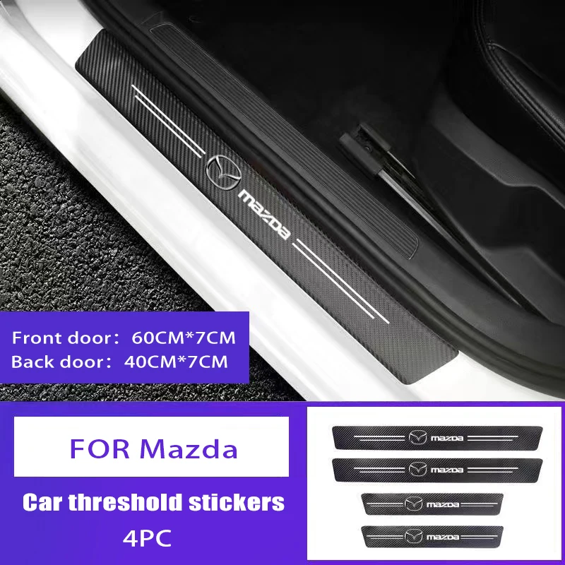 

4Pcs Car Door Sill Threshold Strip Sticker For Mazda 3 Axela 6 GH Atenza CX5 2 CX3 CX30 MX5 CX7 8 CX6 CX9 CX8 CX4 RX8 RX7 626 M3