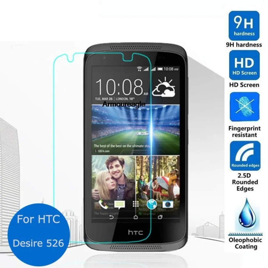 

for htc desire 526 4g lte tempered glass film 0.26mm guard clear hd protective screen protector on 526g+ dual sim d526h