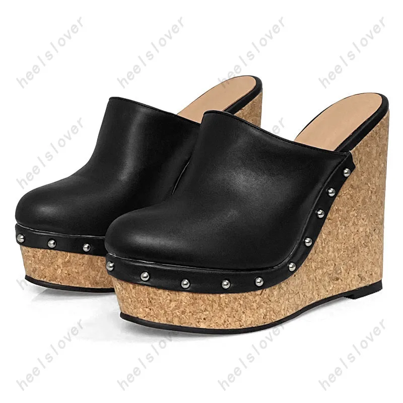 Ahhlsion/Новые женские туфли-лодочки на платформе пикантные танкетке с заклепками и