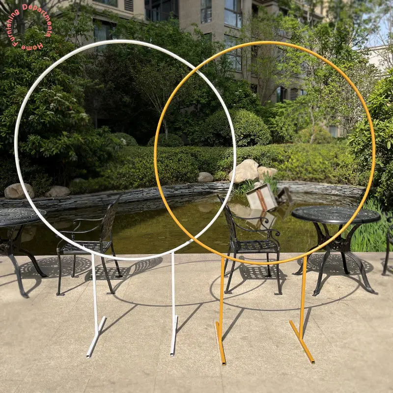 

High Wedding Props Iron Art Heightened Ring Arch Background Wedding Hall Outdoor Lawn Flower Shelf Birthday Decoration New 2023