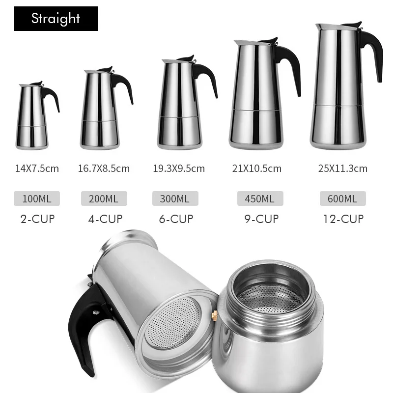 Кофеварка Moka Pot из нержавеющей стали для приготовления эспрессо итальянская