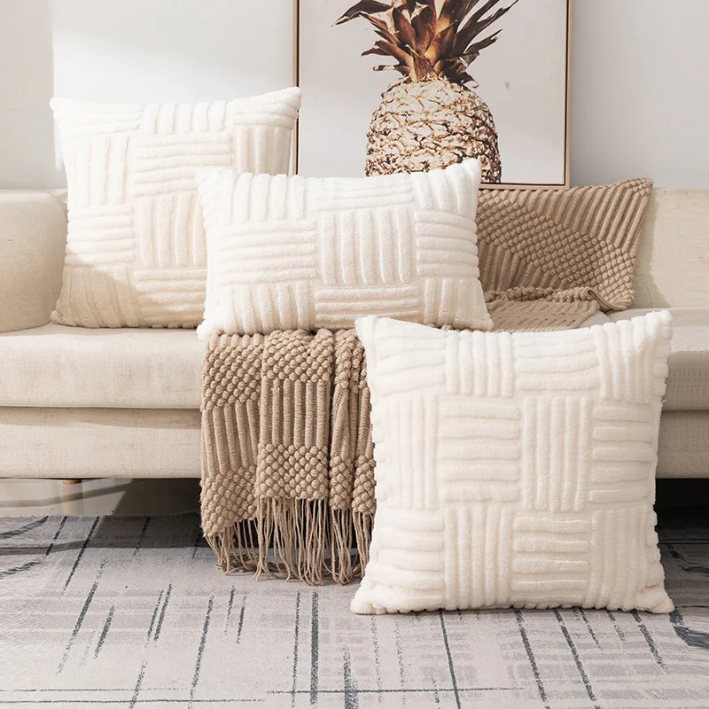 

Плюшевый новый чехол для подушки 30x50 45x45 50x50 см геометрический дизайн наволочки для дивана декоративная наволочка