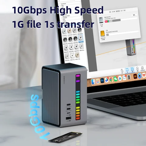 Hagibis USB C док-станция с RGB подсветкой