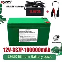 new 12v 100000mah 3s7p 18650 lithium battery pack12 6v 3a charger built in 100ah high current bms used for sprayer