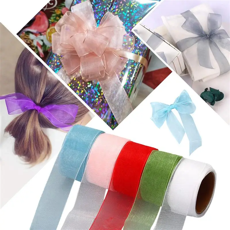 10 ярдов Снежная шифоновая лента из органзы атласные шелковые ленты для поделок