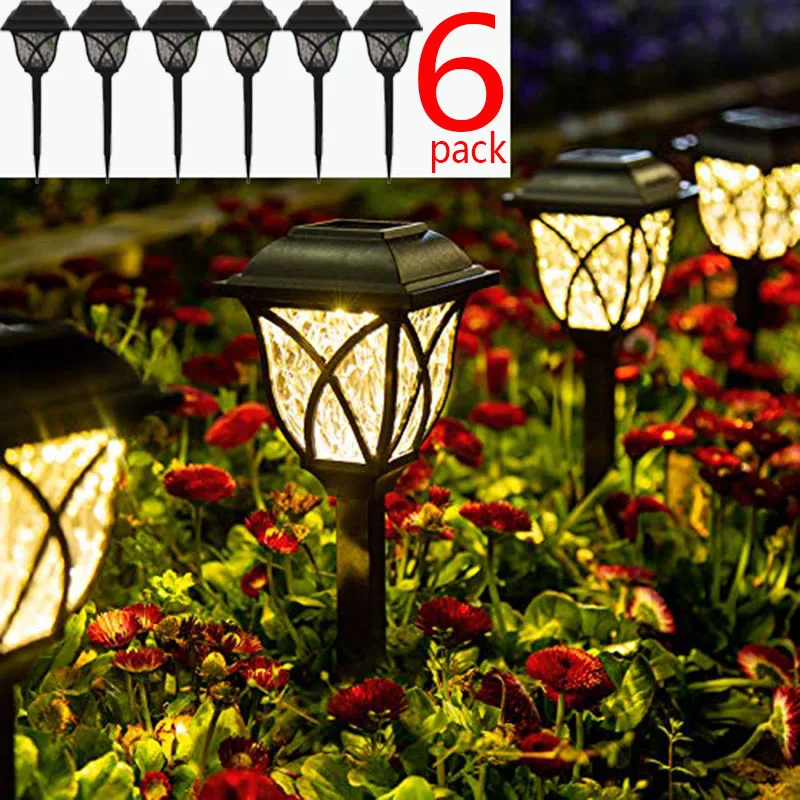 Solar Pathway Lights Outdoor 6 Pack LED Solar Garden Lights Decorative Outdoor Solar Lights for Yard Patio Landscape Walkway