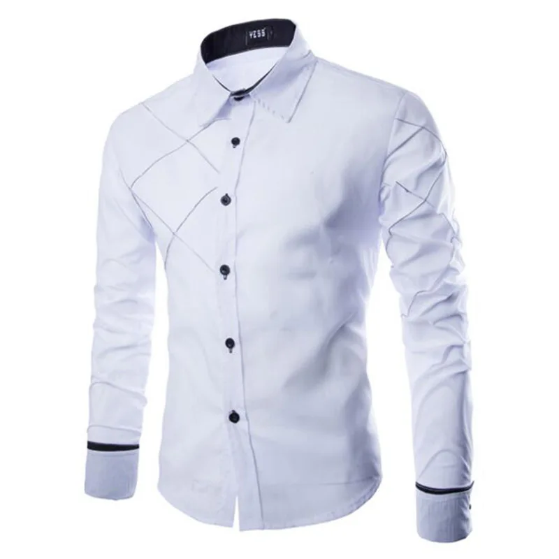 

Shirts for Men camisas White Tops Autumn Turn Down Collar Red Plaid Long Sleeve Tops Meeting Buttons Casual Black Mens Shirt