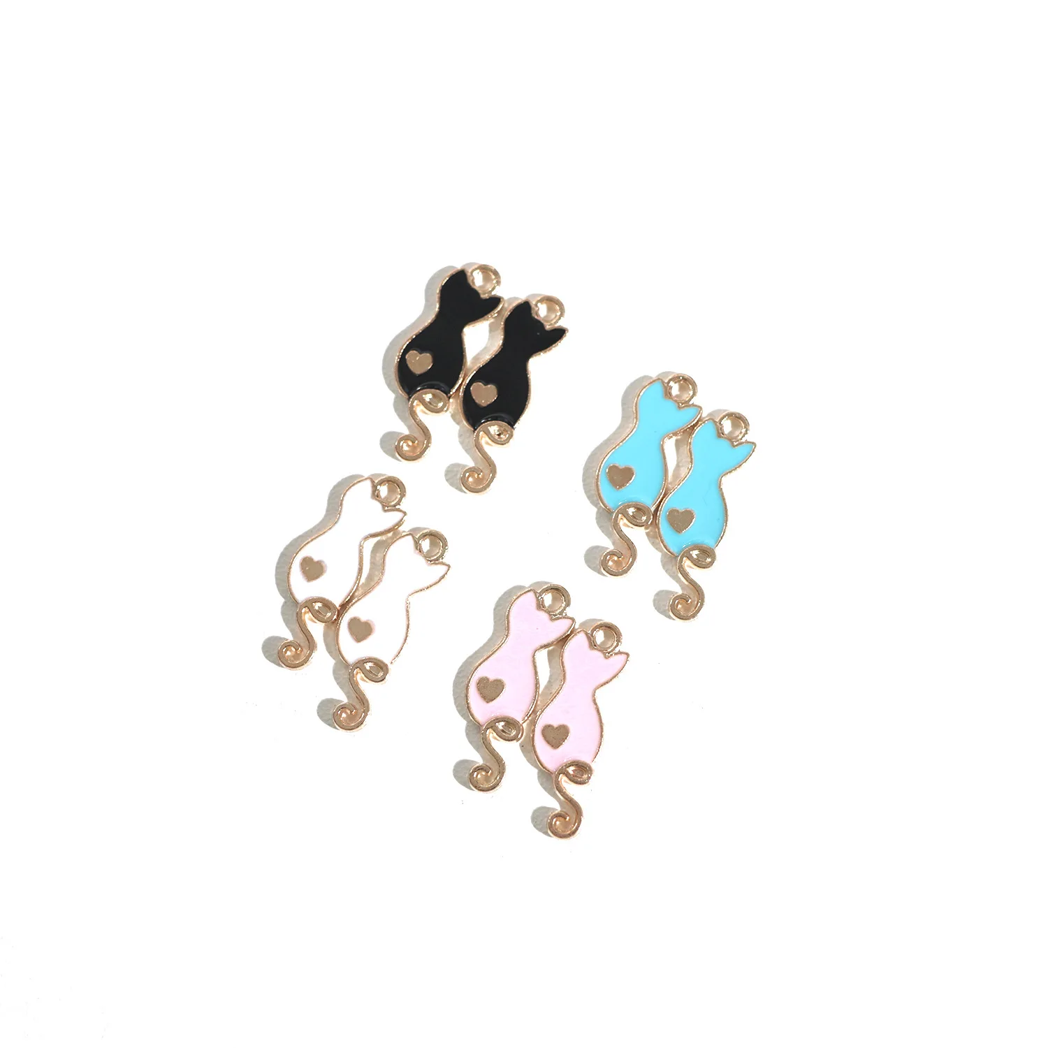 

10pcs Cat Enamel Animal Charms Animal Back Pendants for DIY Necklace Bracelet Jewelry Making Wholesale