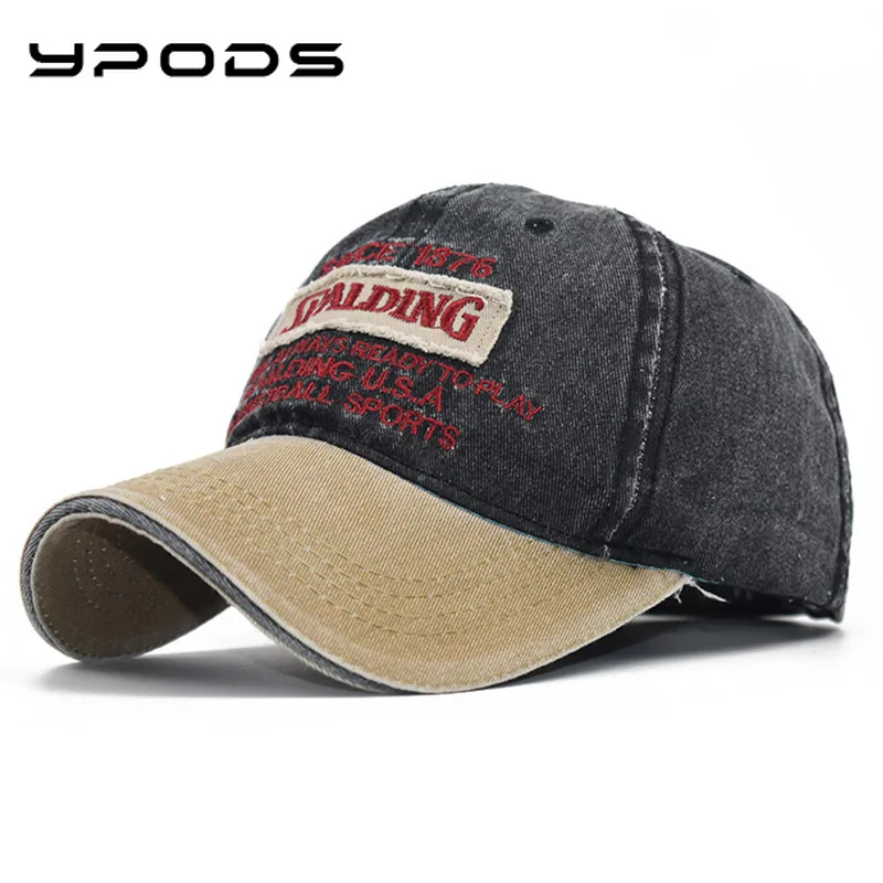 

New Spring Cotton Stitching Old Washed Baseball Hat 3D Three-dimensional Embroidery Adjustable Sunshade Hat