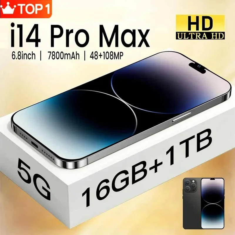 

Новинка 2023, смартфон 14 Pro Max с разблокировкой по отпечатку пальца, 5,7-дюймовый полноэкранный телефон с распознаванием лица, телефон 6,7 мАч, глобальная версия