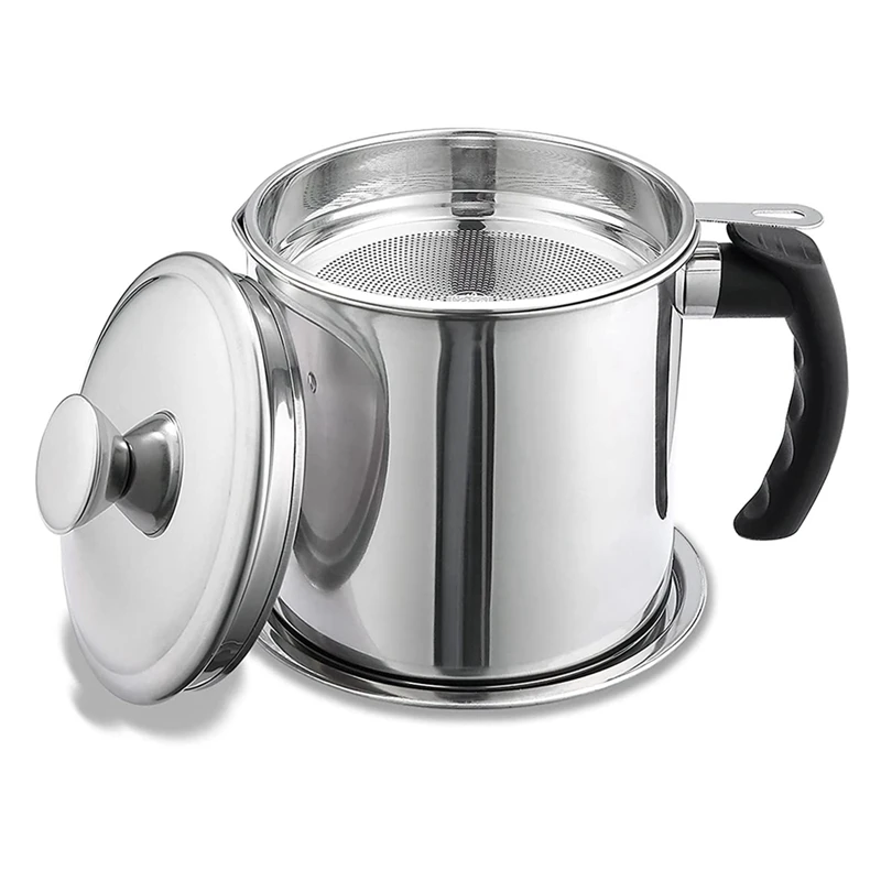 

Контейнер для смазки бекона с фильтром 48 Унций, контейнер для масла из нержавеющей стали, емкость для масла с крышкой, емкость для масла