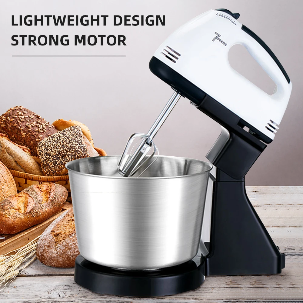 

Multifunctional Food Blender Kitchen Electric Mixer Machine With Stand Stainless Steel Dough Hooks & Mixer Beaters 7 Speed
