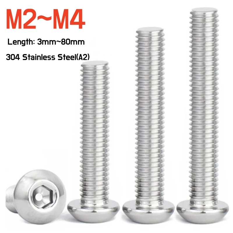 20 ~ 50 шт. M2 M2.5 M3 M4 ISO7380 304 A2-70 Шестигранная головка гриба из