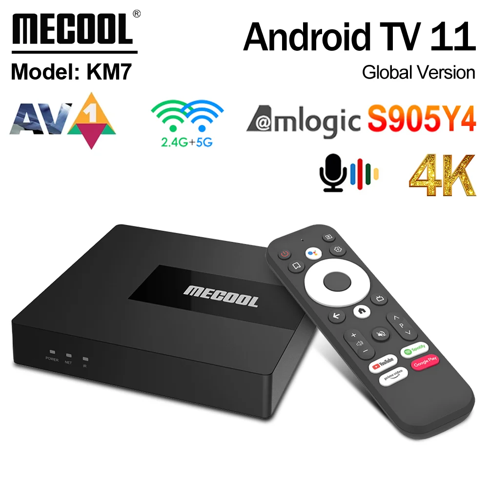

Google Certified Android 11.0 Mecool KM7 Smart TV Box ATV 4GB 64GB Amlogic S905Y4 DDR4 Dual WiFi Youtube 4K Netflix Set Top Box