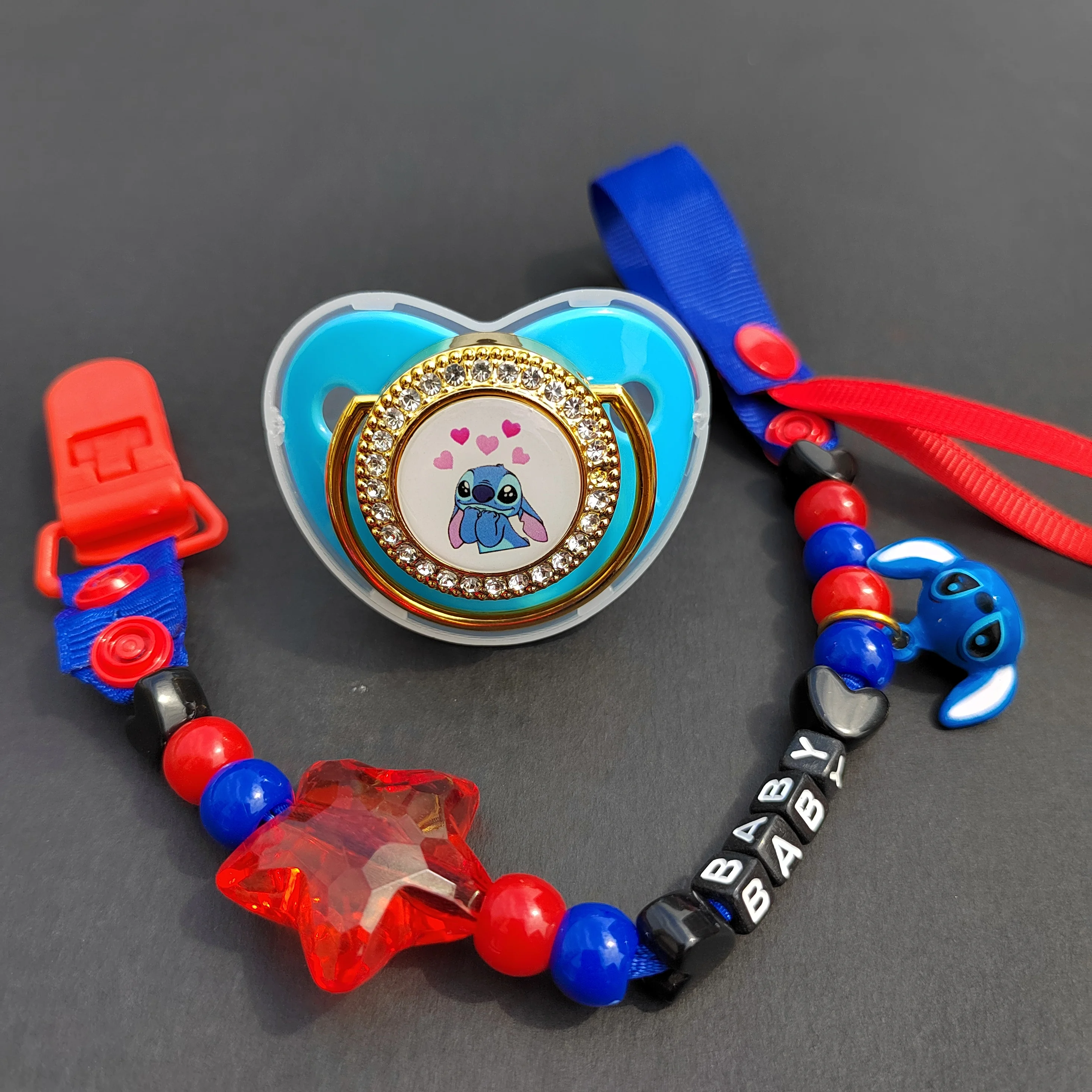 

2022 Baby Deluxe Pacifier with Pacifier Bead Clip Silicone BPA Free Baby Pacifier for Newborn Baby Shower Bling Mother and Child