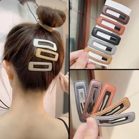 1pc 7 5cm hollow out geometric rectangle pu leather hairpins hair clips for women girls hairgrips styling hair accessories