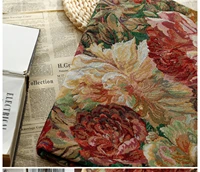 50150cm yarn dyed oil painting style big flower jacquard polyestercotton retro fabrics for bags shoes and clothing