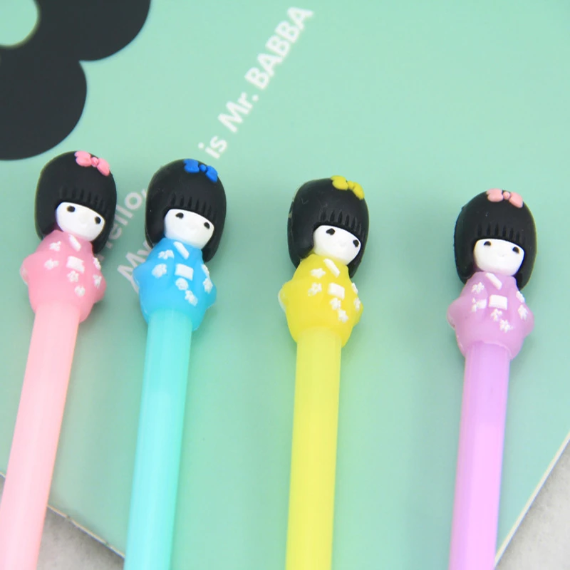 

2 шт./лот мультяшное кимоно, гелевые ручки для девочек, кавайные канцелярские принадлежности, черные чернила, инструменты для письма, ручка д...