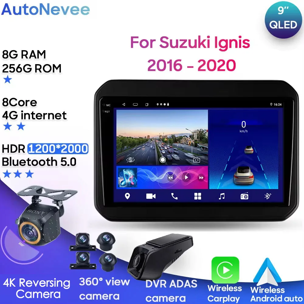 Автомобильный радиоприемник Android для Suzuki Ignis 2016-2020 Мультимедийный плеер Head Carplay Auto