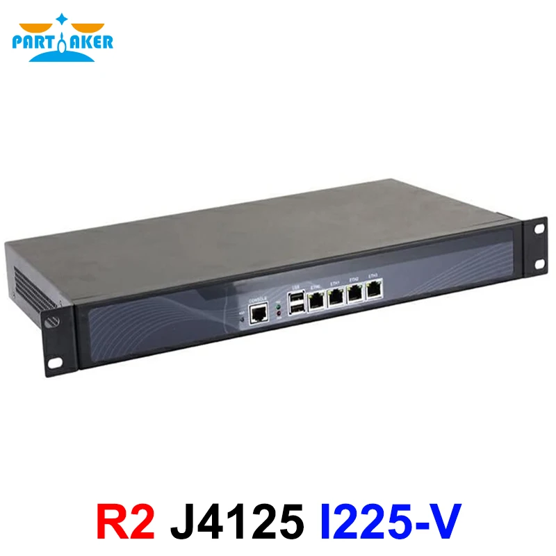 Сетевой экран 1U с креплением в стойку VPN Intel Celeron Quad Core J4125 AES-NI 4 x I225-V 2 5 GbE сетевое
