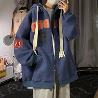 vintage letter print zip up hoodie women jacket sweatshirt oversized casual teens clothes hip hop streetwear 2022 new korean