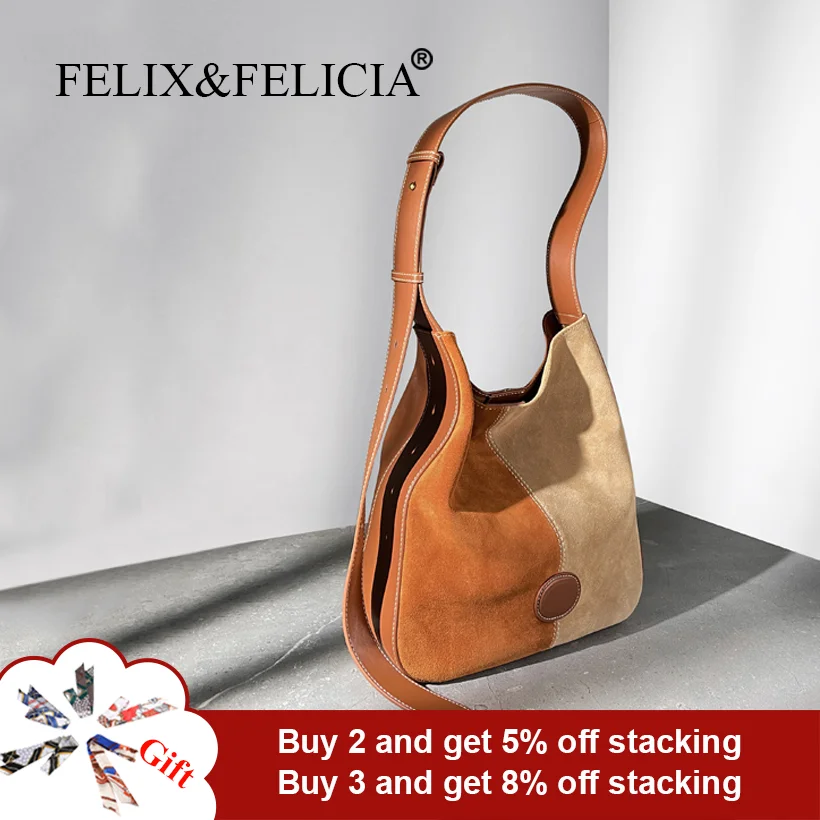 FELIX&FELICIA Factory Brand Genuine Leather Handbags For Women Luxury Designer Shoulder Ladies New Fashion Retro Crossbody Bag