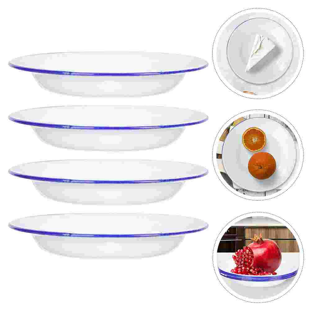 

Enamel Plate Plates Dinner Bowls Platter Dishes Serving Salad Appetizer Dish Tray Bowl Round Pasta Fruit Vintagecamping Storage