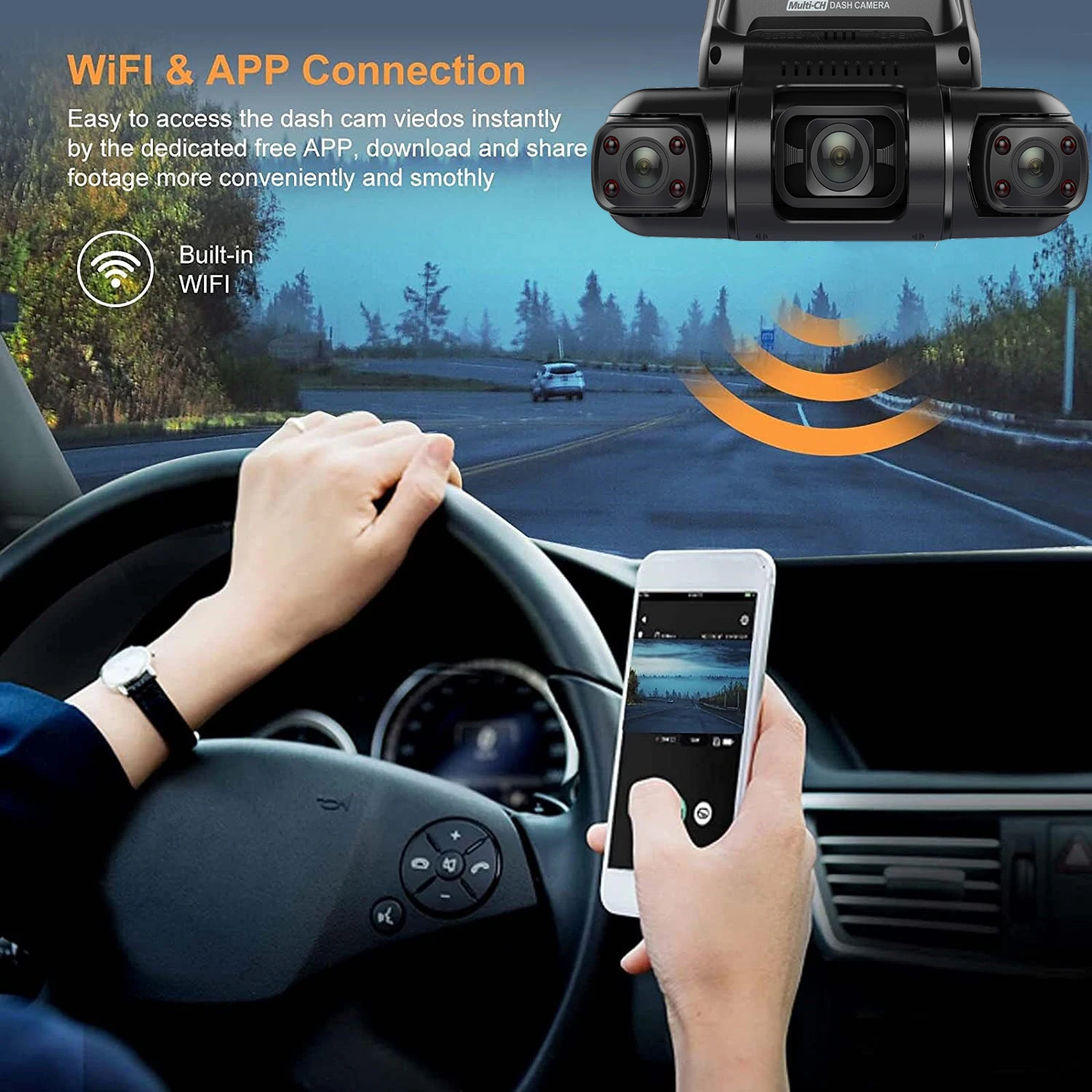 4 Channel Car DVR Full HD 4*1080P Lens Dashcam 8 Infrared Lights Super Night Vision WIFI Video Recorder 256G Memory 24H Parking images - 6