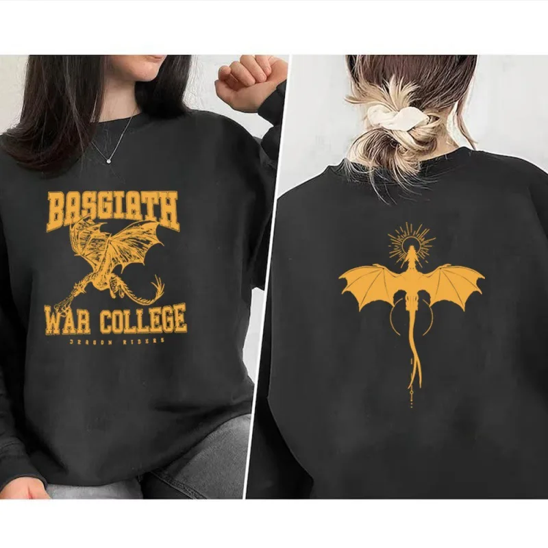 

Vintage Fourth Wing Sweatshirt Dragon Rider 2 Side Print Basgiath War College Hoodie Empyrean Series Fantasy Bookish Sweatshirts