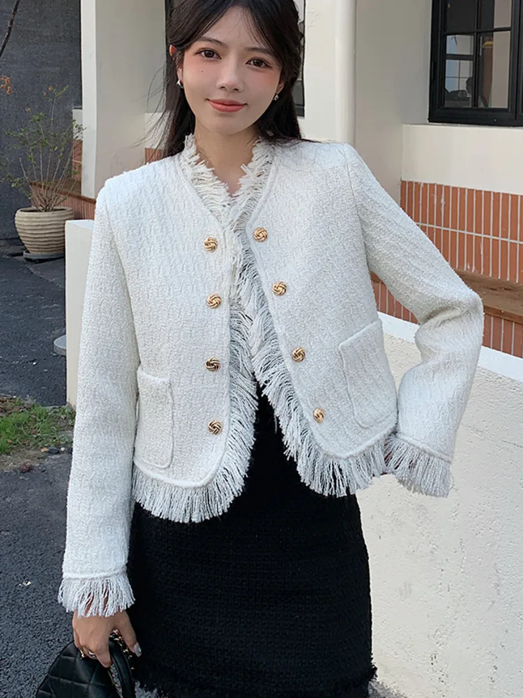 

2022 Autumn Winter Clothes High Quality Casual Tweed Jacket Women Coat elegante Casacos Outwear Tops Chaquetas Mujer Veste Femme