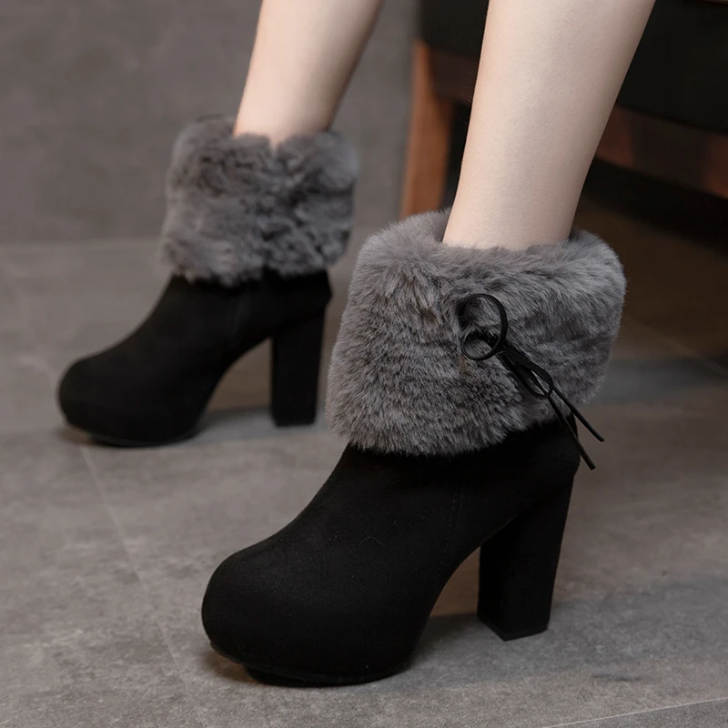 

Популярные зимние женские туфли-лодочки, ботильоны, Высококачественная Европейская Женская обувь на молнии, ботинки на высоком каблуке из искусственной кожи, быстрая доставка