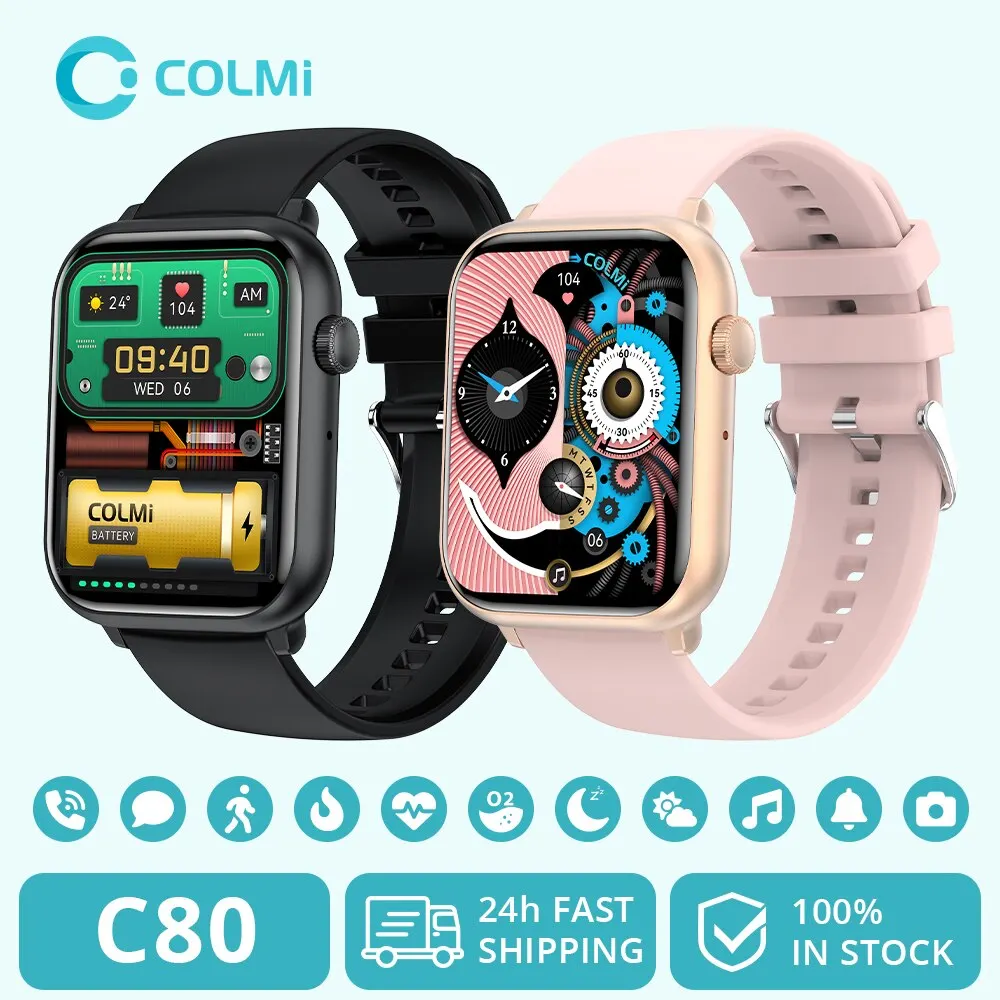 COLMI C80 Smartwatch 1.78 Inch AMOLED Screen 100 Sports Modes 7 Day Battery Life Support Always On Display Smart Watch Men Women