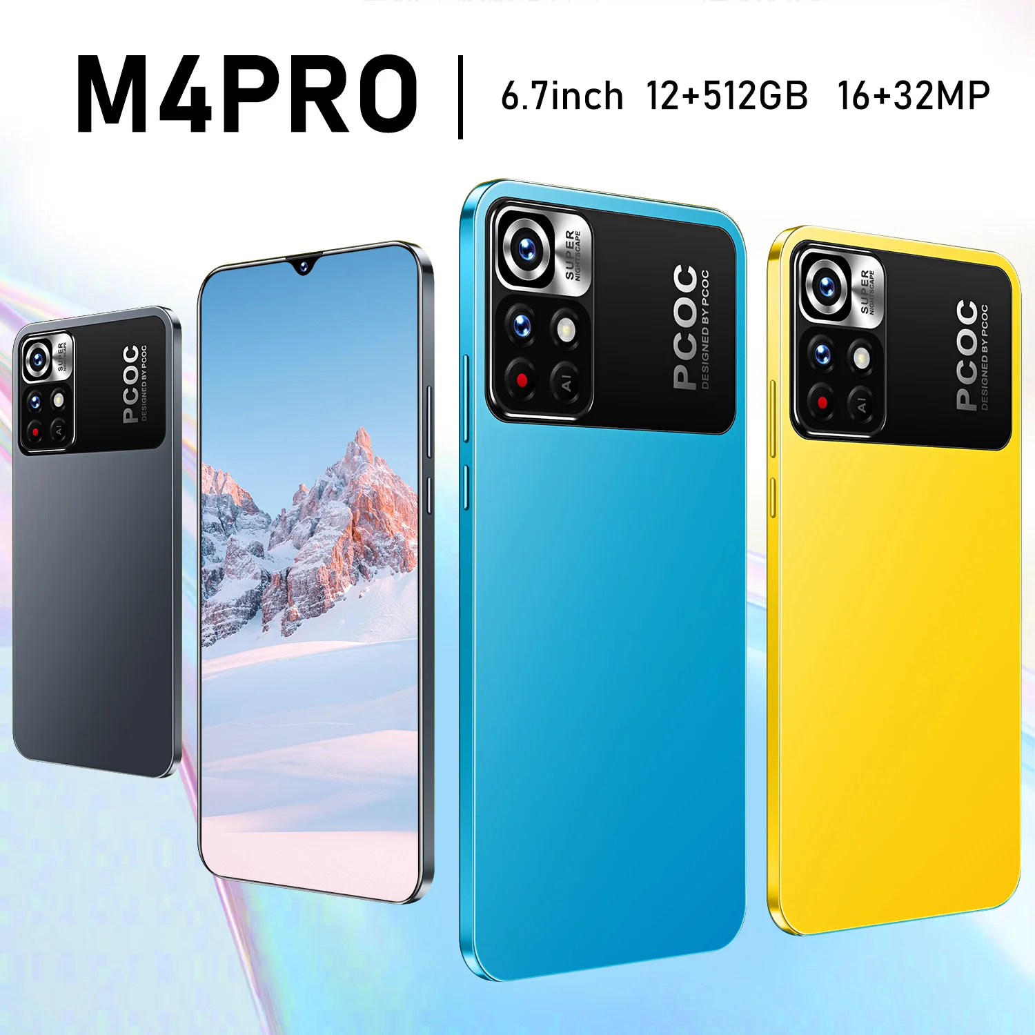 Оригинальный смартфон Mi M4 Pro Android 11 телефон с диагональю 6 7 дюйма 12 Гб + 512 ГБ