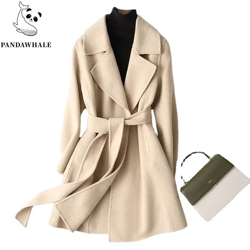 Autumn Women's Winter Coat 2022 New Long Wool Loose Casual Belt Woolen Jackets Famale Clothing High Quality Cashmere Parkas Top