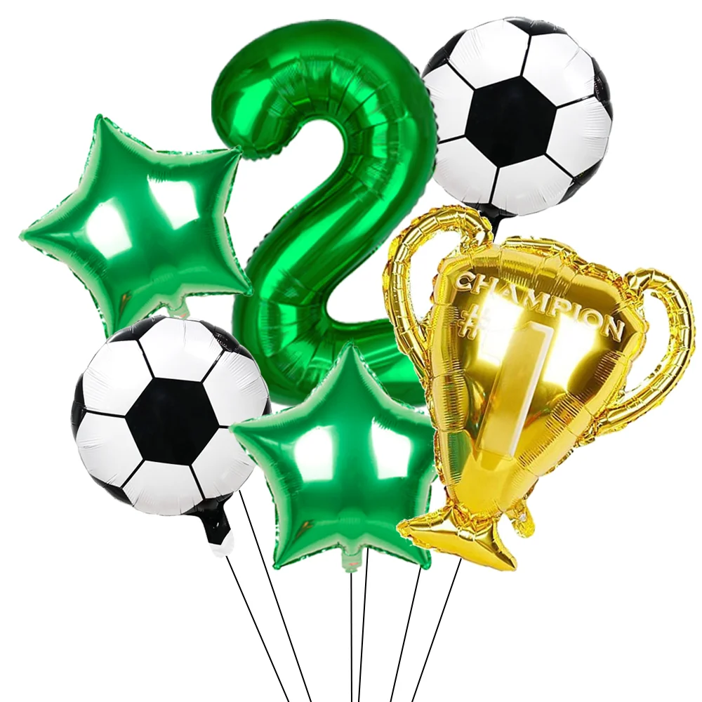 

6Pcs Football Foil Balloons Set Cartoon Balloon Boy Sports Birthday Party Decoration Baby Shower Kid Toy Air Globos Supplies