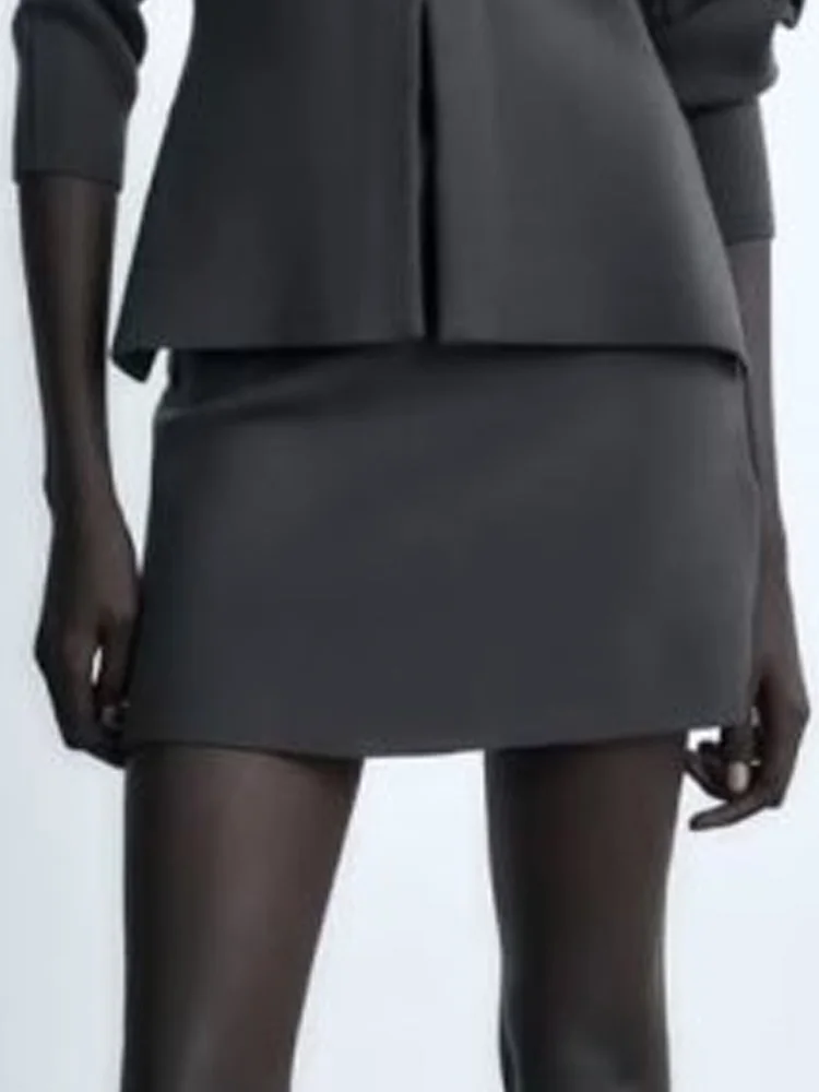 

Женская трикотажная Мини-юбка, однотонная трикотажная элегантная прямая юбка на молнии, осень 2023