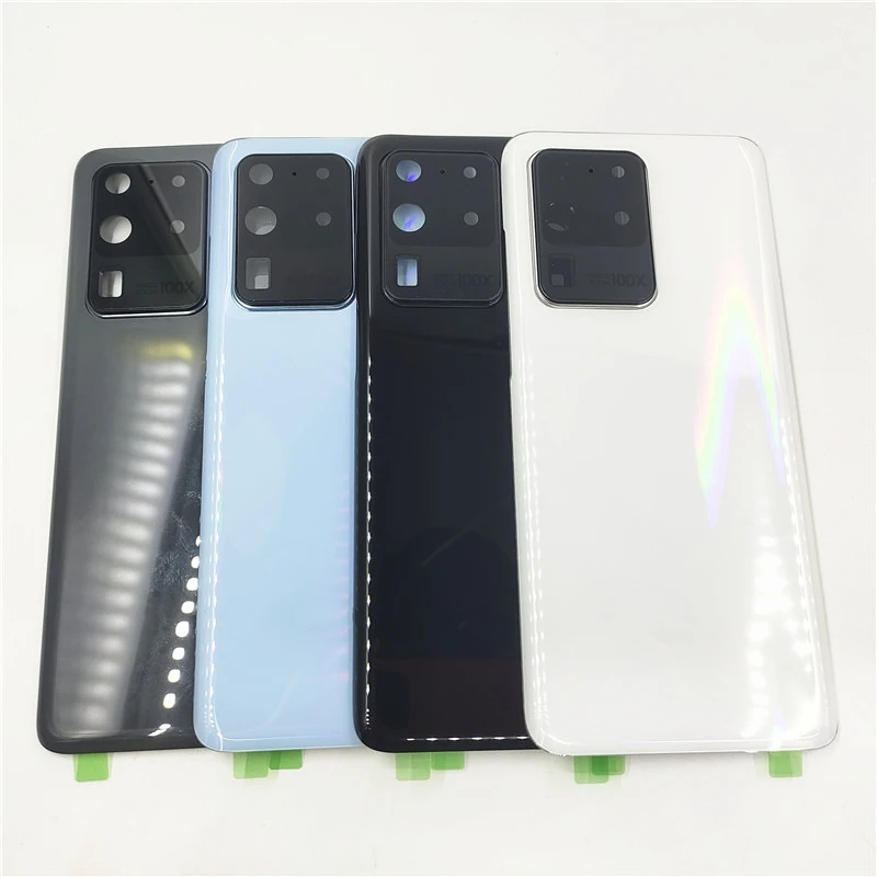 Фото Задняя крышка аккумуляторного отсека для Samsung Galaxy S20 Ultra SM-G988, корпус задней панели, запасные части с объективом камеры №1
