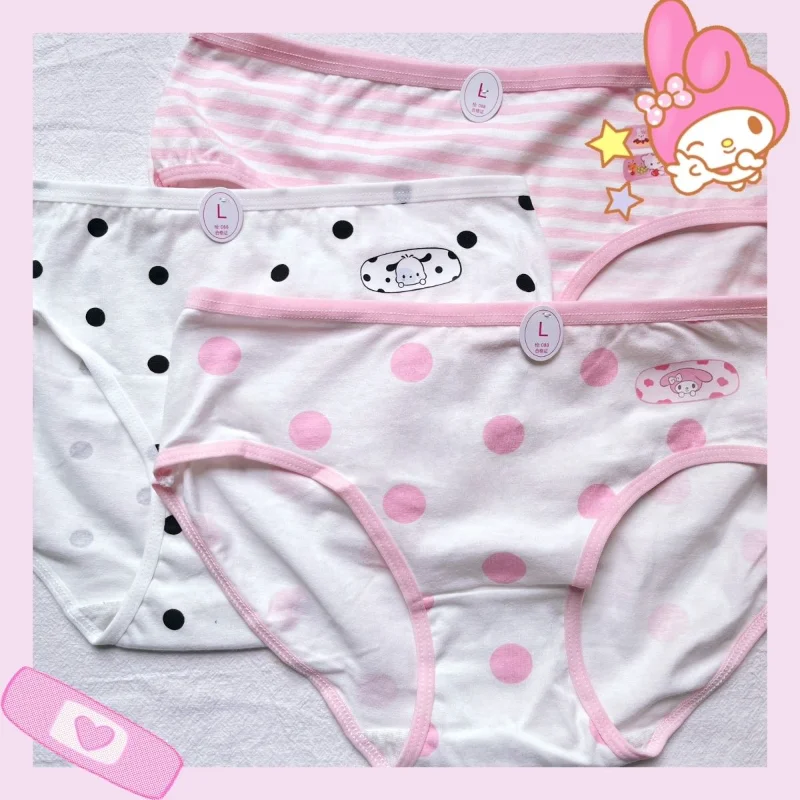 

3pcs Sanrio Kawaii Pochacco Underpants Hello Kitty My Melody Cartoon Anime Sweet Cotton Antibacterial Briefs Boxers Girls Gift