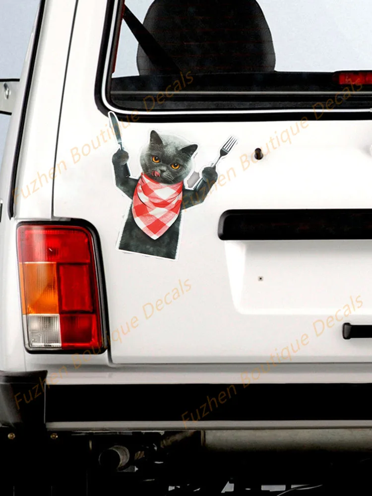 Fuzhen бутик-наклейки внешние аксессуары кошка держащая посуду креативные