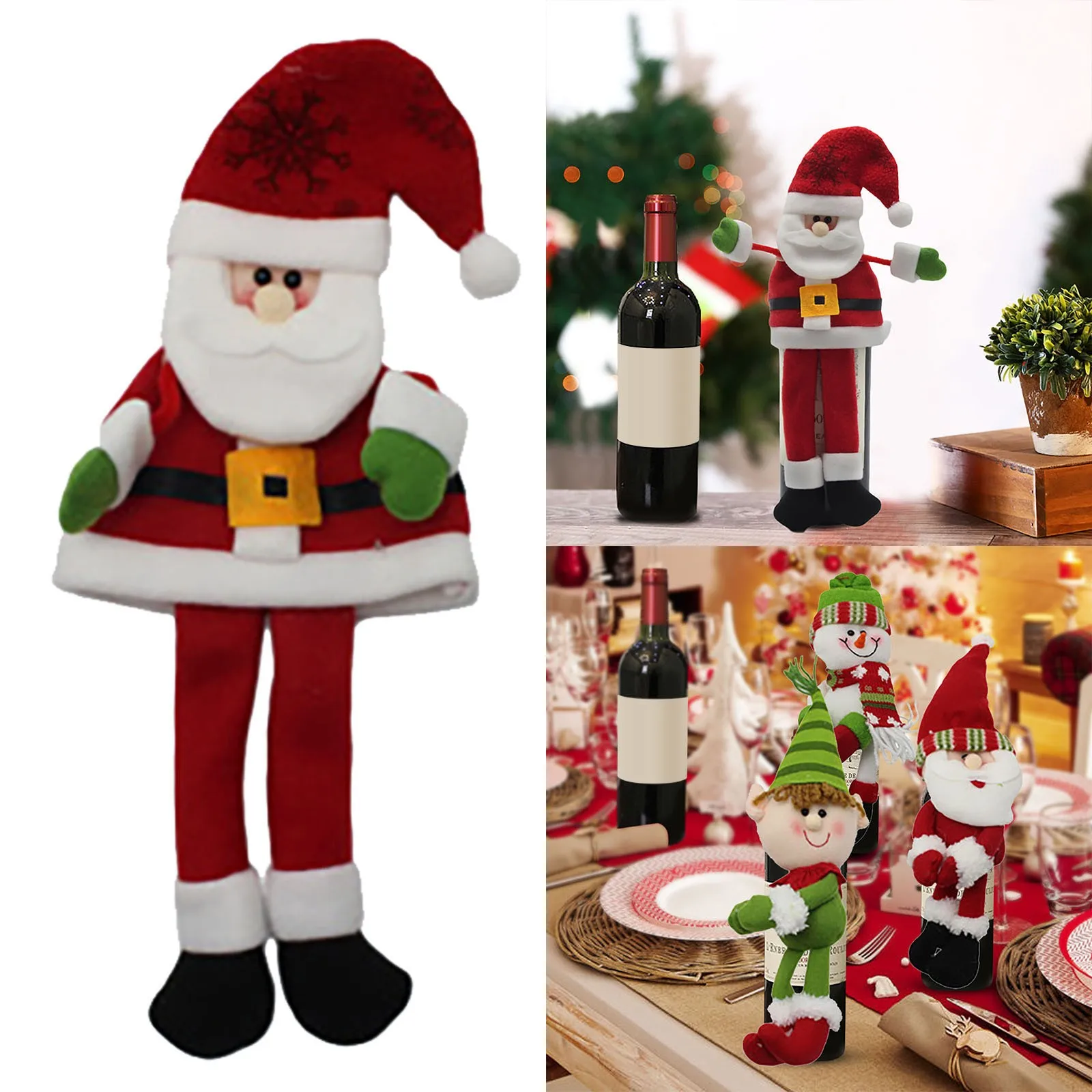 Christmas Wine Bottle Sets Christmas Ornaments Red Wine Bags Hotel Restaurant Holiday Dress Up Party Oversized Wine Glasses