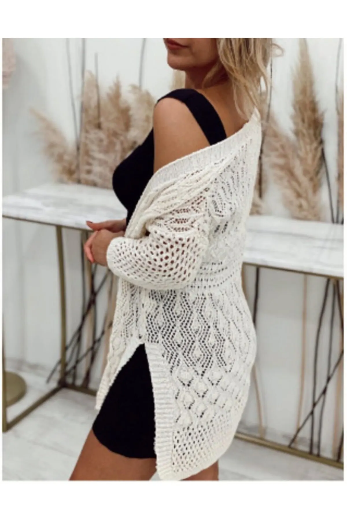 

Women's Cardigan Ecru Casual Knitted High Quality Fashion Cardigan Sweaters Loose Sweater Jumper