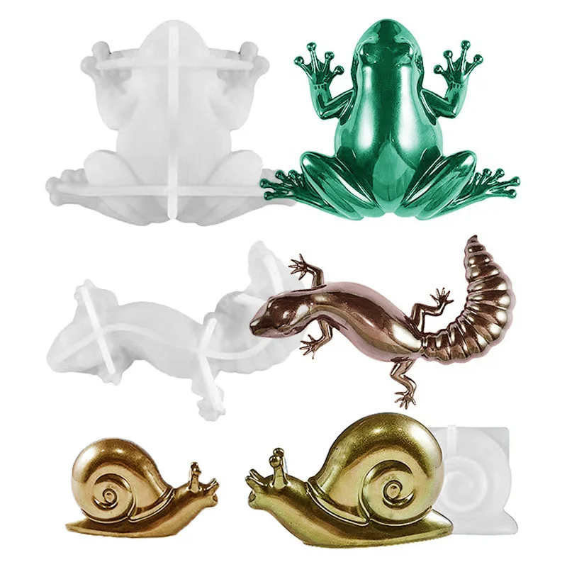 

Simulation Animal Clay Silicone Mold DIY Handmade Lizard Frog Snail Concrete Gypsum Epoxy Resin Mould for Party Ornaments Making