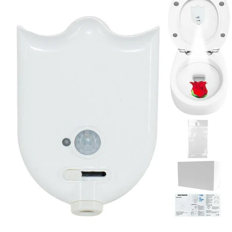

Toilet Lid Light 5 Brightness Levels LED Motion Activated Toilet Lid Light Smart Auto Bathroom Nightlight With 4 Patterns Batter