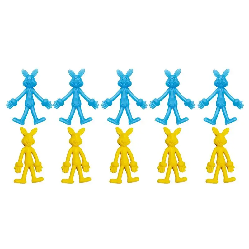 

10pcs Novelty Catapulted Ejection Rabbit Toy Stretchy Flying Laugh Sticky Prank Toy Slingshot Bunny Finger Toys Easter Goodies