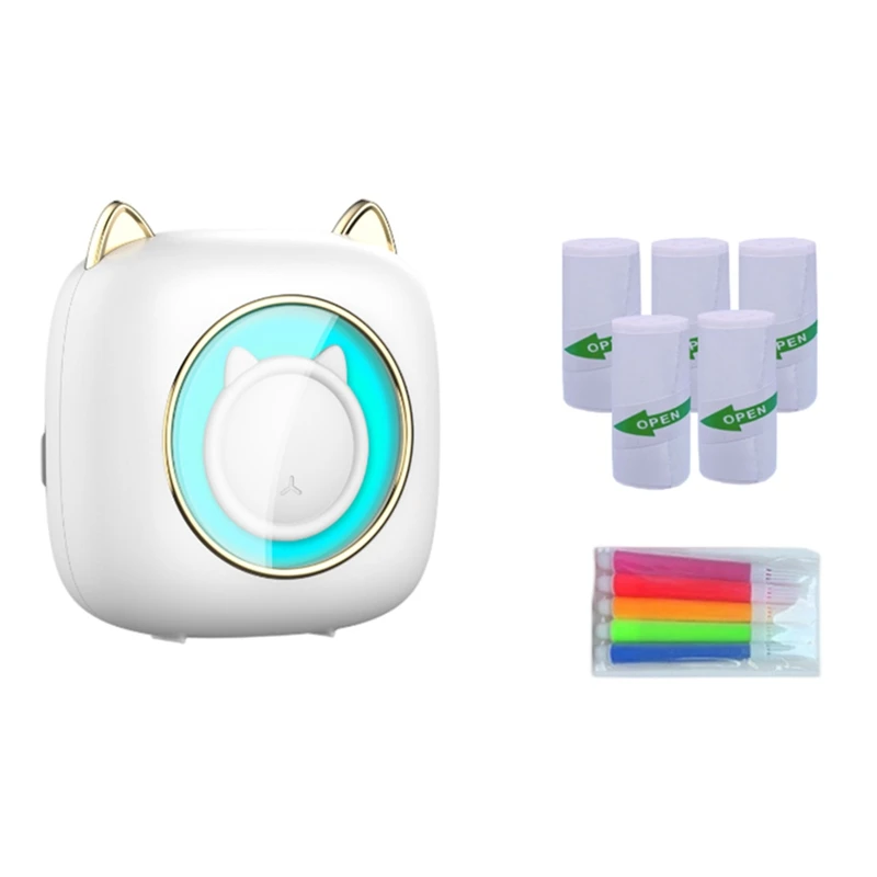 

Mini Pocket Thermal Label Printer Smart Portable Photo Printer Wrong Question Printer With Self-Adhesive Paper+Color Pen